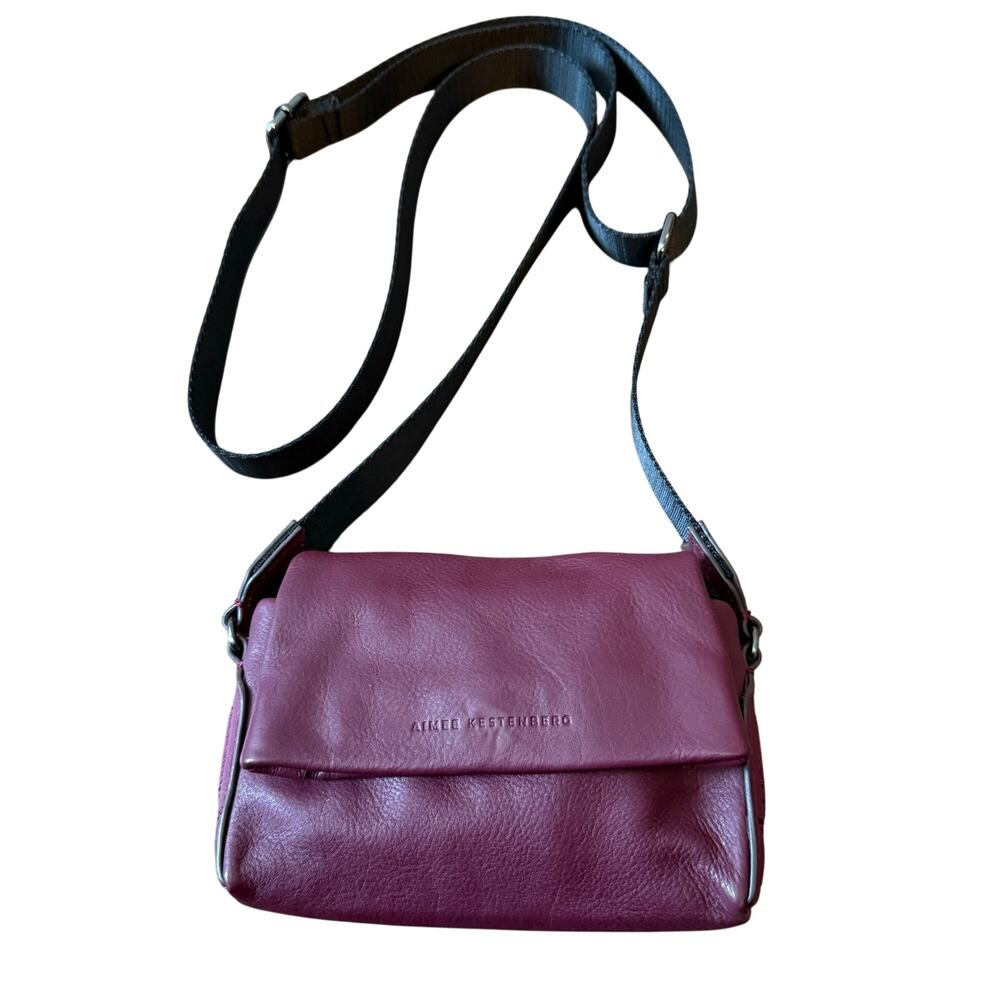 Aimee Kestenberg Women's 100% Genuine Leather Crossbody Bag Purple Plum